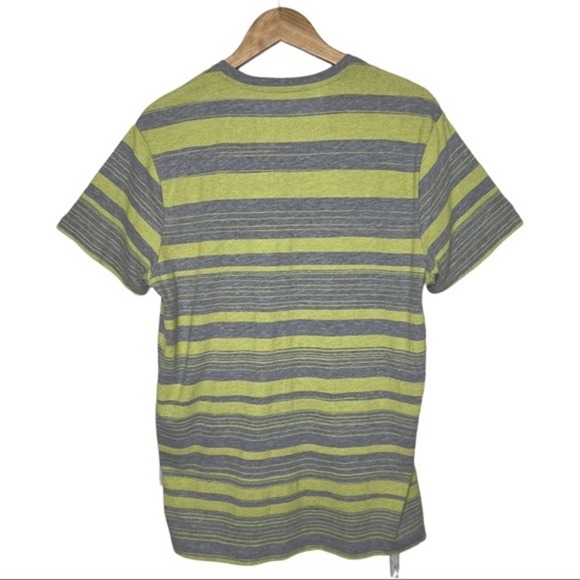 Apt 9 Neon Yellow & Grey Striped V-Neck T-Shirt M - Picture 3 of 8